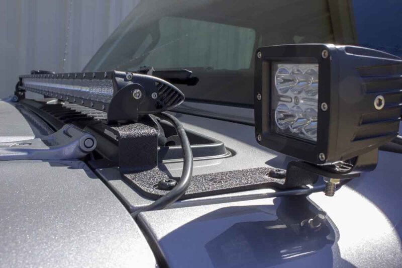 Jeep Gladiator JT Auxiliary Light Mounting Bracket - Fishbone Offroad - Cowl Light Brackets FB211110 - Black textured powder coat - `20-`27